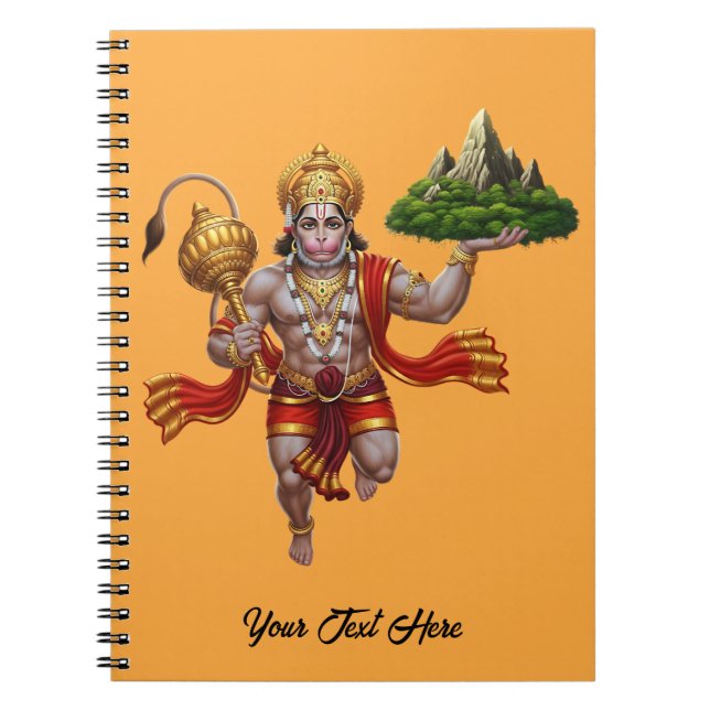 Caderno Espiral Lord Hanuman Voando Levantando Montanha (Frente)