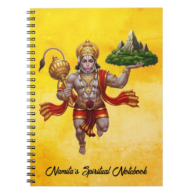 Caderno Espiral Lord Hanuman Voando Levantando Montanha (Frente)