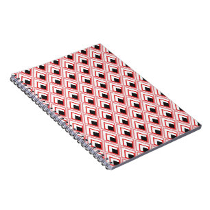 Caderno Espiral Losangos Rosa Vermelho Formas Geométricas Bonitas