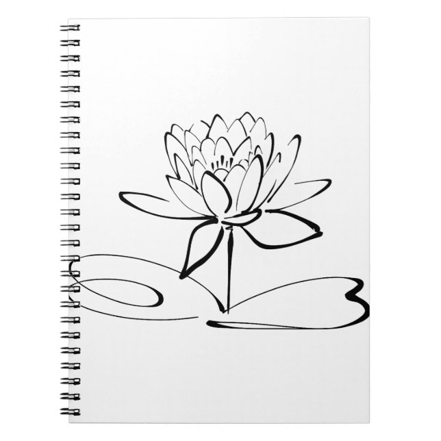 Caderno Espiral Lótus Flower Line Art Blossom Blogue Petal (Frente)
