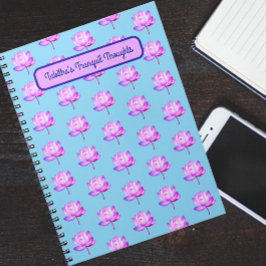 Caderno Espiral Lotus Flowers Baby Blue Background Notebook
