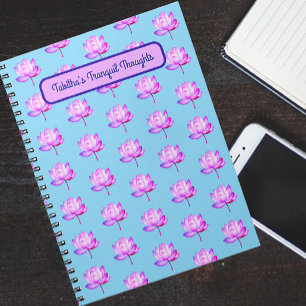 Caderno Espiral Lotus Flowers Baby Blue Background Notebook