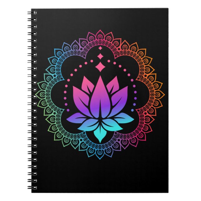 Caderno Espiral Lotus Mandala Espiritual Reiki Master Yoga Chakra (Frente)