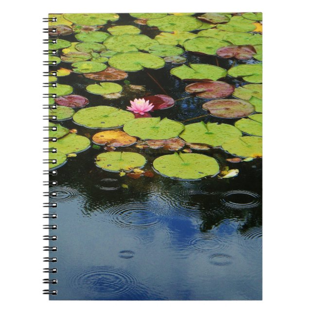 Caderno Espiral Lótus rosa na chuva (Frente)