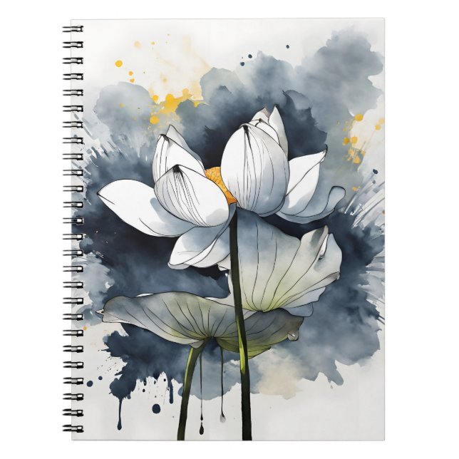 Caderno Espiral Lotus - Watercolor flowers (Frente)