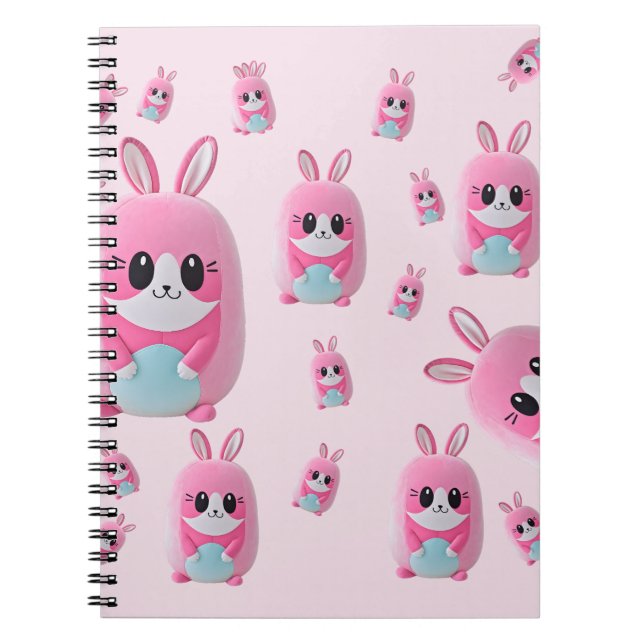 Caderno Espiral "Lou Lou". Uma fofinho, criatura rosa (Frente)