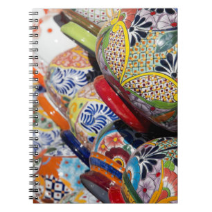 Caderno Espiral Louças mexicanas tradicionais coloridas pintadas à