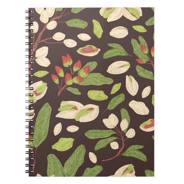 Caderno Espiral Loucos De Pistachio: Sem Costura Desenhada À Mão. (Frente)