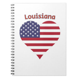 Caderno Espiral Louisiana American Flag Heart