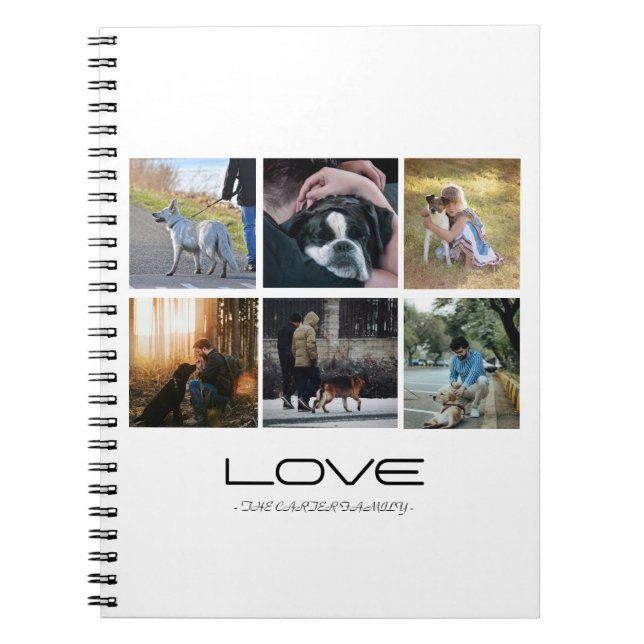 Caderno Espiral Love Dog Family Portrait Collage Design (Frente)
