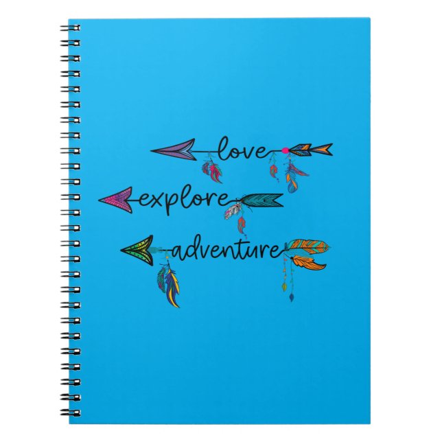 Caderno Espiral Love Explore Adventure Arrow Tribal Boho Design (Frente)