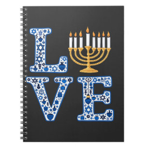 Caderno Espiral Love Hanukkah Jewish Holiday Menorah