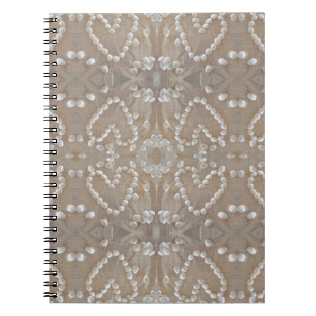 Caderno Espiral Love Hearts Sea Shells, Romantic Exotic Tropical (Frente)