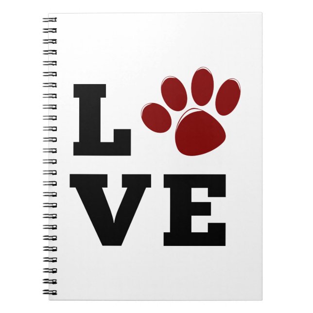 Caderno Espiral Love Paw Print Amante de os animais Dog Lover (Frente)