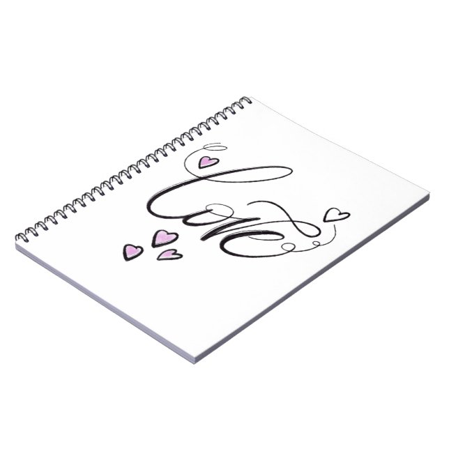 Caderno Espiral Love Script Journal | Minimalist Heart Spiral Note (Left Side)