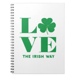 Caderno Espiral Love Shamrock Clover Irish Custom Text White