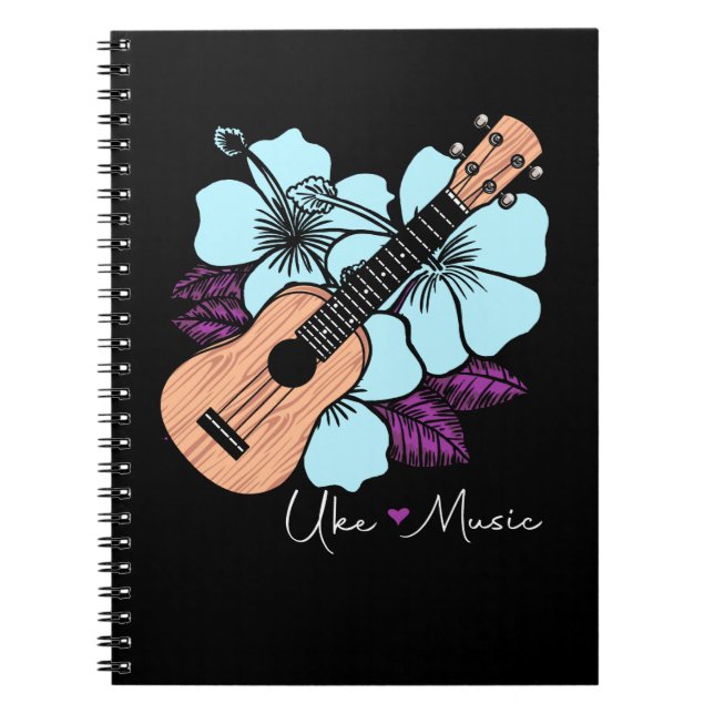Caderno Espiral Love Ukulele Music Guitar Flowi Havaí (Frente)