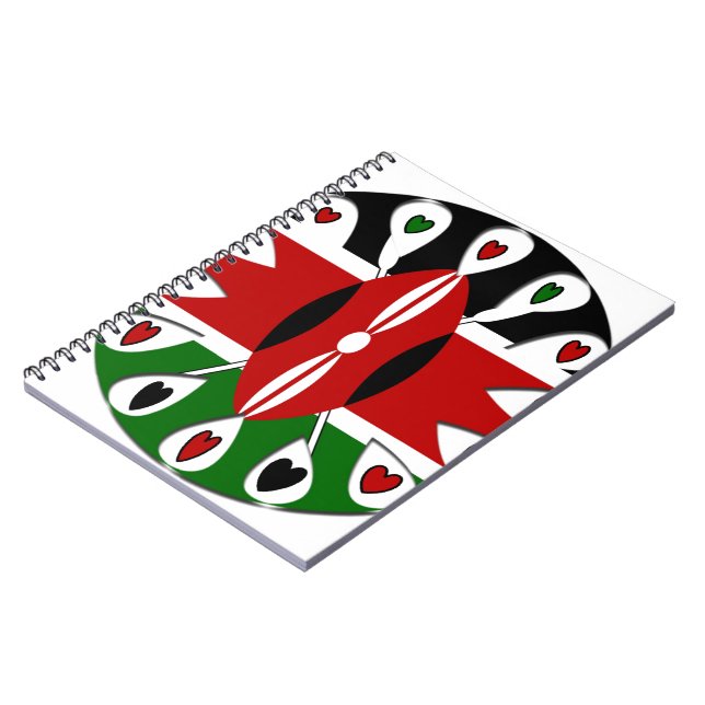 Caderno Espiral Lovely Hearts Kenya: Flag Art Motif (Left Side)