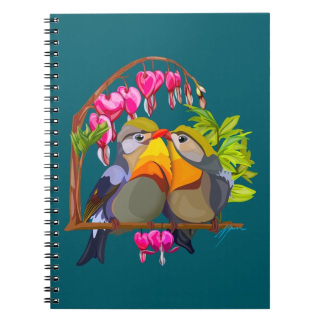 Caderno Espiral Lovely Pekin Robin Bird Pair (Frente)
