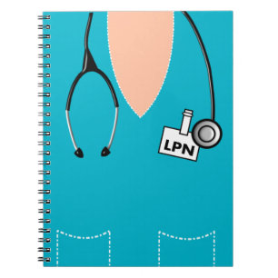 Caderno Espiral LPN Enfermeiro Notebook Escrub Superior Design Azu