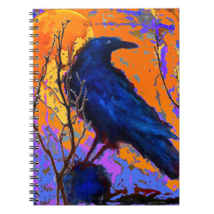 Caderno Espiral Lua azul místico do corvo por Sharles