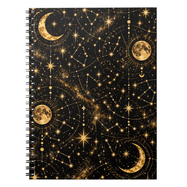 Caderno Espiral Lua Celestial e Estrelas (Frente)