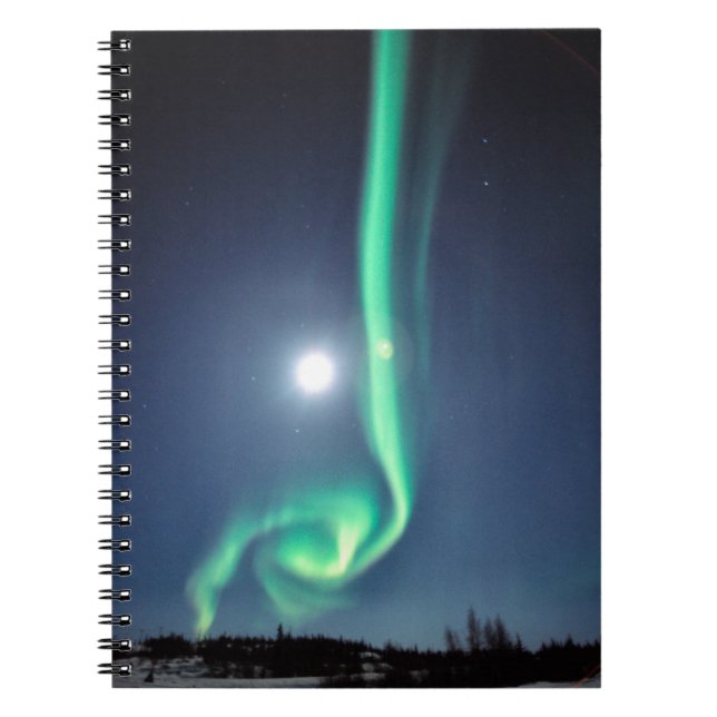 Caderno Espiral Lua cheia com Aurora | Yellowfaca Canadá (Frente)