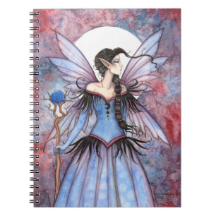 Caderno Espiral Lua da Fantasia de Inverno Arte de Fada