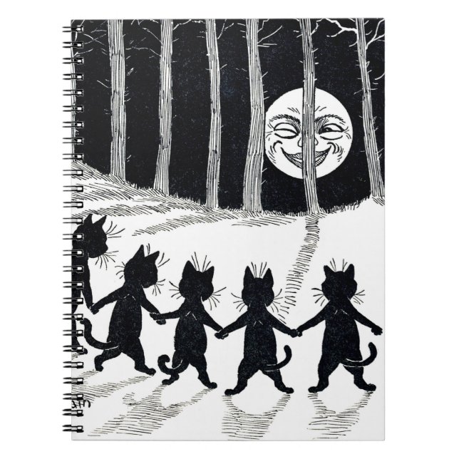 Caderno Espiral Lua de cheio e Gatos, Louis Wain (Frente)