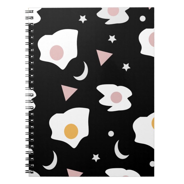 Caderno Espiral Lua de Jantar de Ovo Padrão Confete (Frente)
