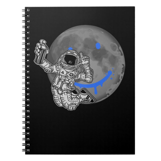 Caderno Espiral Lua do Astronauta do Sprayer, Grafite engraçado (Frente)