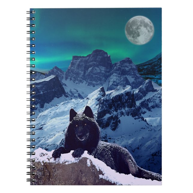 Caderno Espiral Lua do Lobo Negro | Notebook espiral Gótico (Frente)