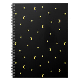 Caderno Espiral Lua Dourado e estrelas