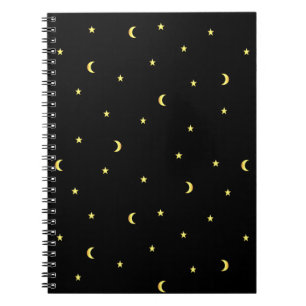 Caderno Espiral Lua Dourado e estrelas
