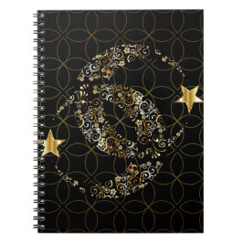 Caderno Espiral Lua e estrela florais islâmicas