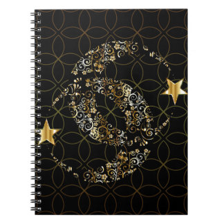 Caderno Espiral Lua e estrela florais islâmicas