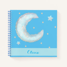 Caderno espiral lua e estrelas fofos