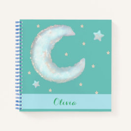 Caderno espiral lua e estrelas fofos