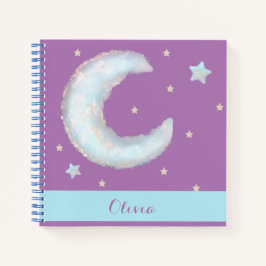 Caderno espiral lua e estrelas fofos