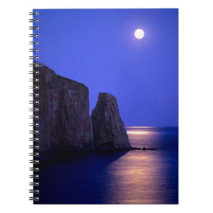 Caderno Espiral Lua Em Dusk   Perce Rock Gaspe Coast Quebec