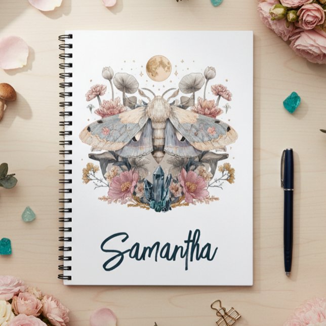 Caderno Espiral Lua Floral Celestial de Cristal da Mama (Criador carregado)