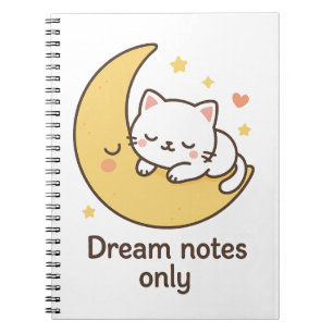Caderno Espiral Lua Gato Bonita - "Apenas Sonhos"