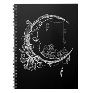 Caderno Espiral Lua Gótico do Crescente Gótico Wicca