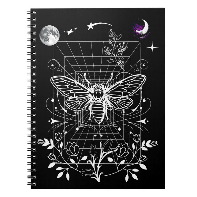 Caderno Espiral Lua mágica e mariposa (Frente)
