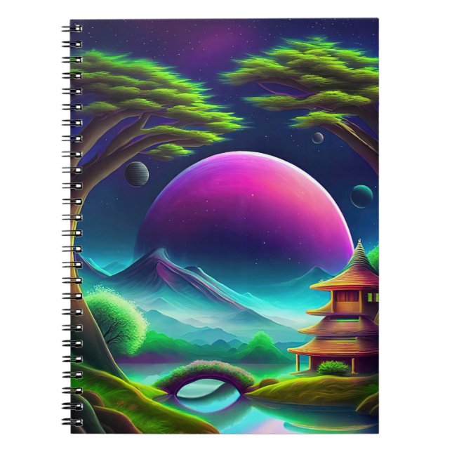 Caderno Espiral Lua roxa (Frente)