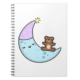 Caderno Espiral Lua Sonolenta de Kawaii