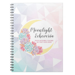 Caderno Espiral Lua & Suculentas Pastel Místico Boho Floral Cacto