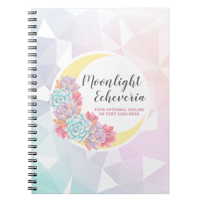 Caderno Espiral Lua & Suculentas Pastel Místico Boho Floral Cacto (Frente)