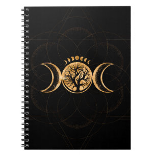 Caderno Espiral Lua tripla - Ornamento da árvore da vida