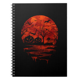 CADERNO ESPIRAL LUA VERMELHA ESCURA DE HALLOWEEN